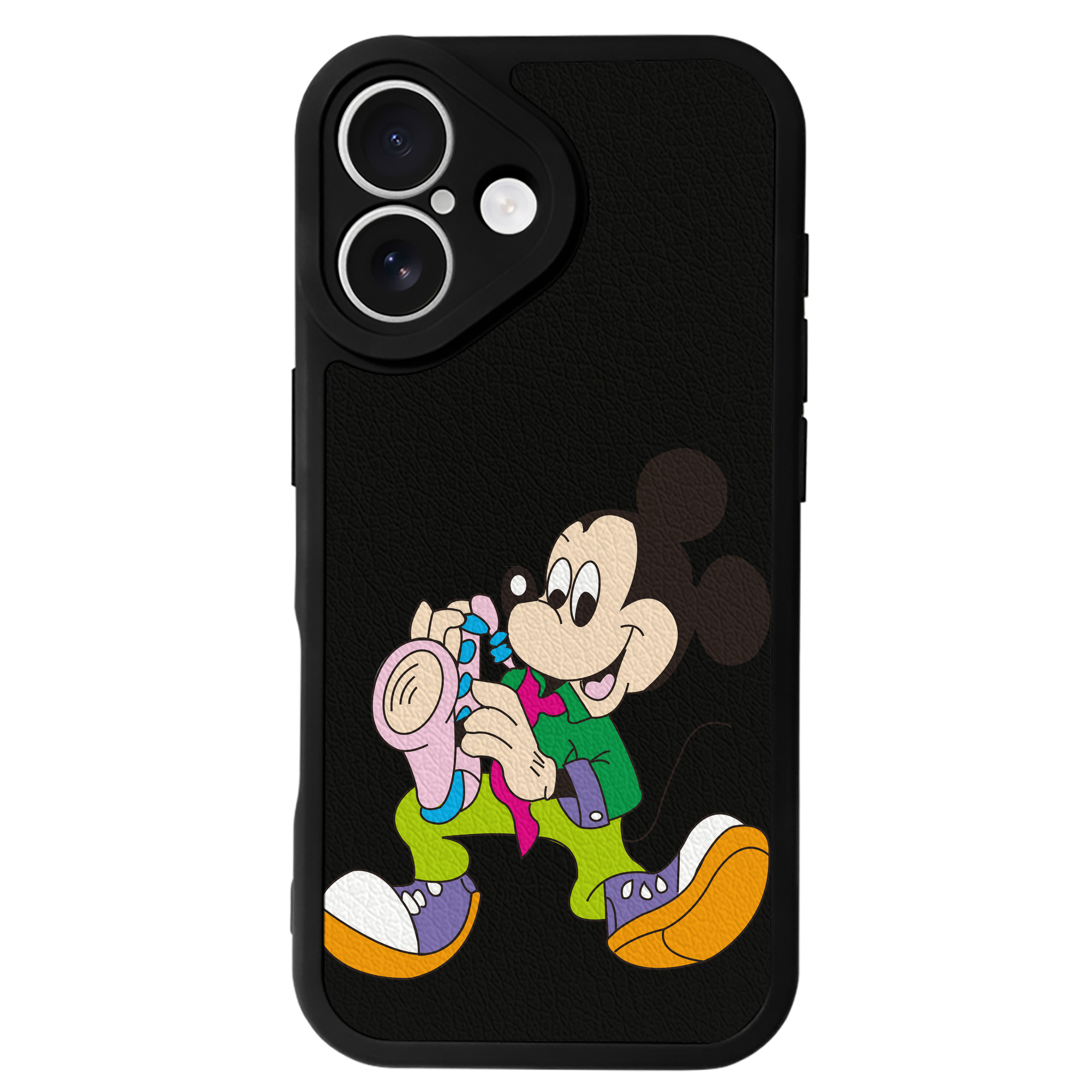（画像用） ミッキーマウス Mickey Mouse 【iPhone 16シリーズ対応】シリコンスマホケース（レザー調） 材質：シリコン